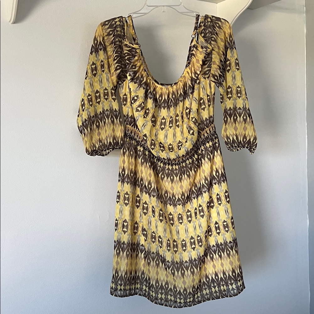 Yellow and Brown Patterned Dress